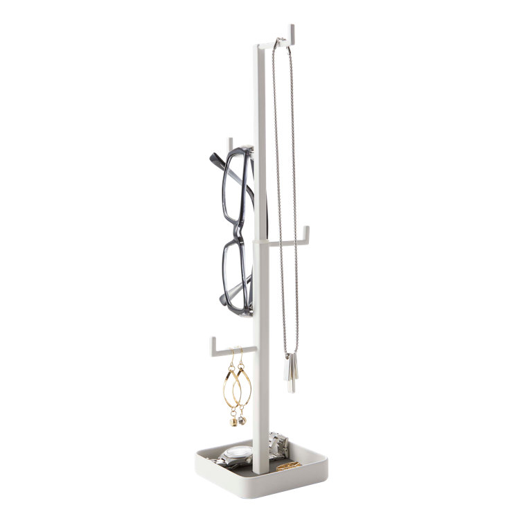 White Adjustable Metal Jewelry Stand with Tray