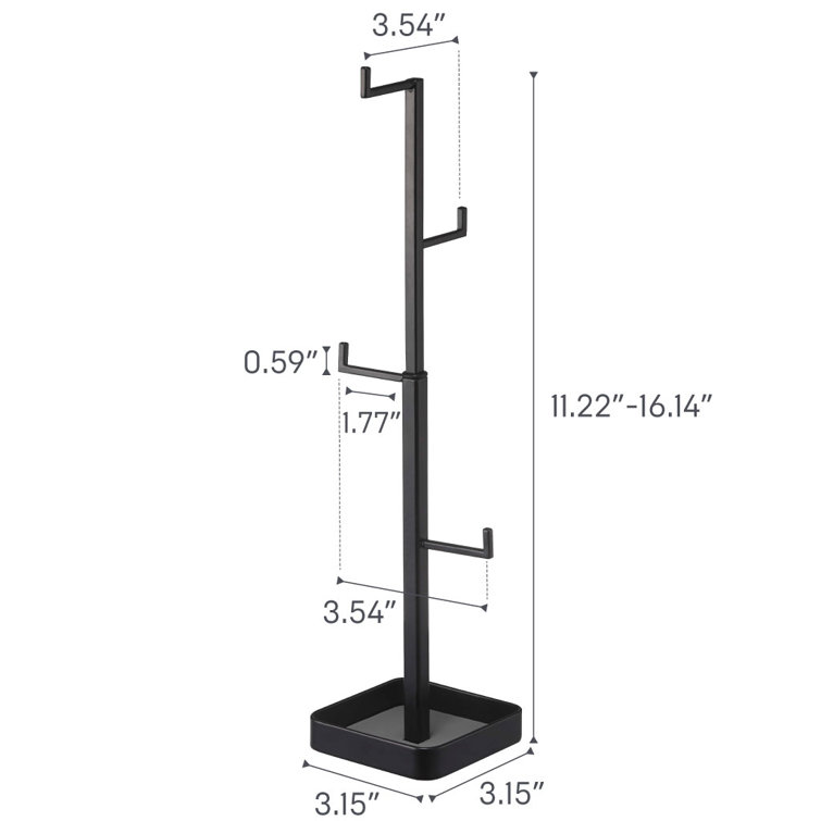 Black Metal Height-Adjustable Jewelry Tree Stand