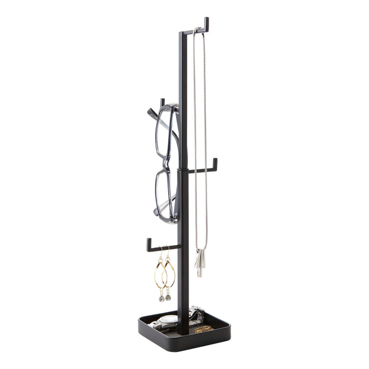 Black Metal Height-Adjustable Jewelry Tree Stand