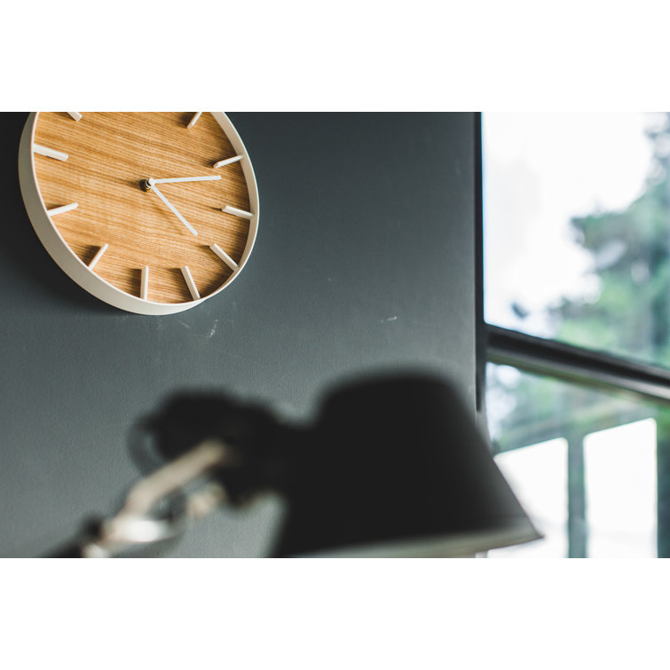 Ash and White Modern Wood and Steel Wall Clock
