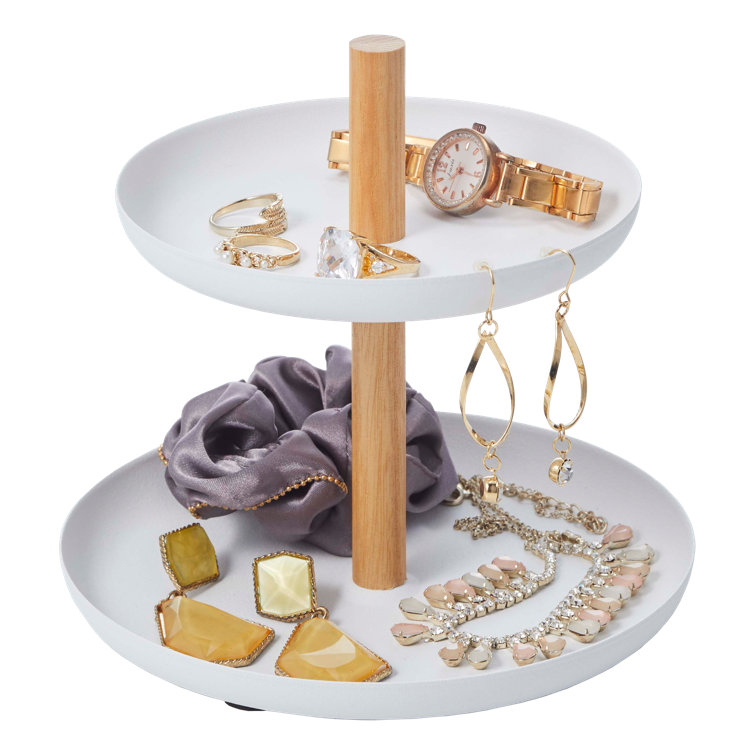 Tosca Contemporary Steel & Wood Tiered Accessory Tray