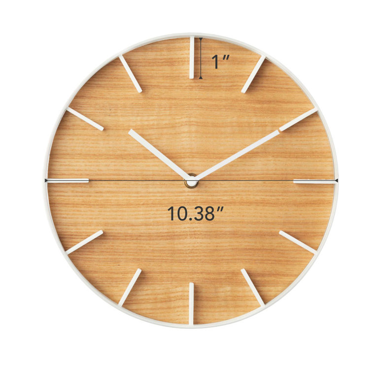Ash and White Modern Wood and Steel Wall Clock