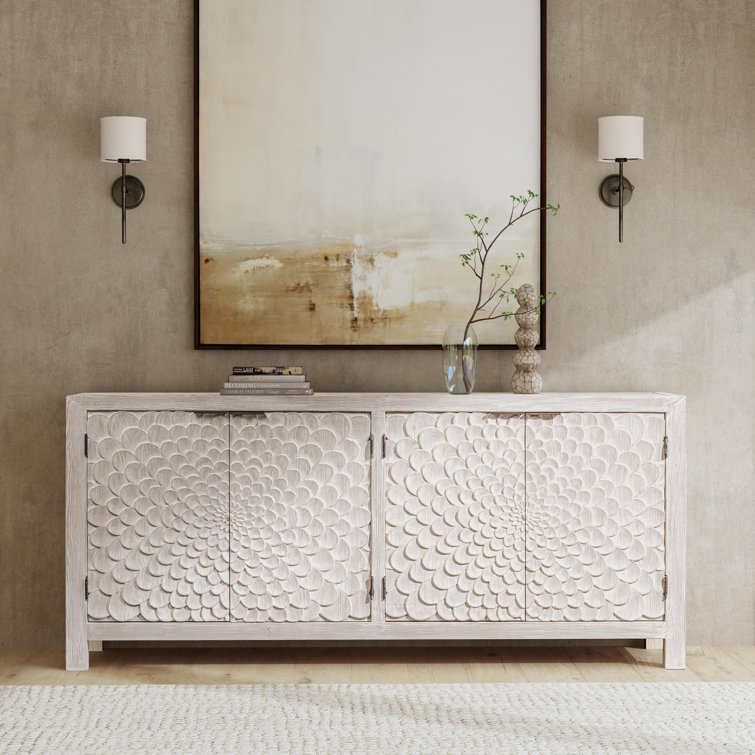 Astrid 86" Vintage Cream Pine Wood Sideboard