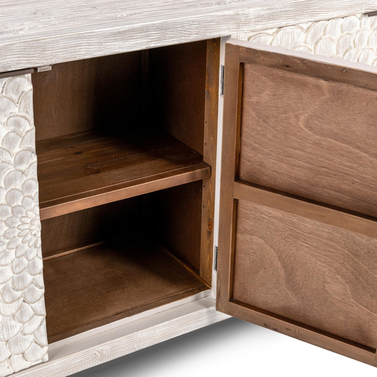 Astrid 86" Vintage Cream Pine Wood Sideboard