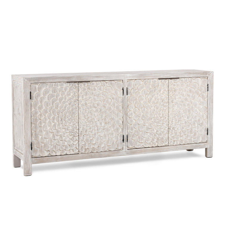 Astrid 86" Vintage Cream Pine Wood Sideboard