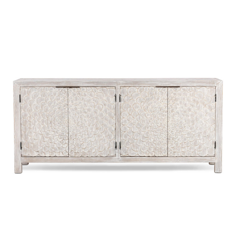 Astrid 86" Vintage Cream Pine Wood Sideboard