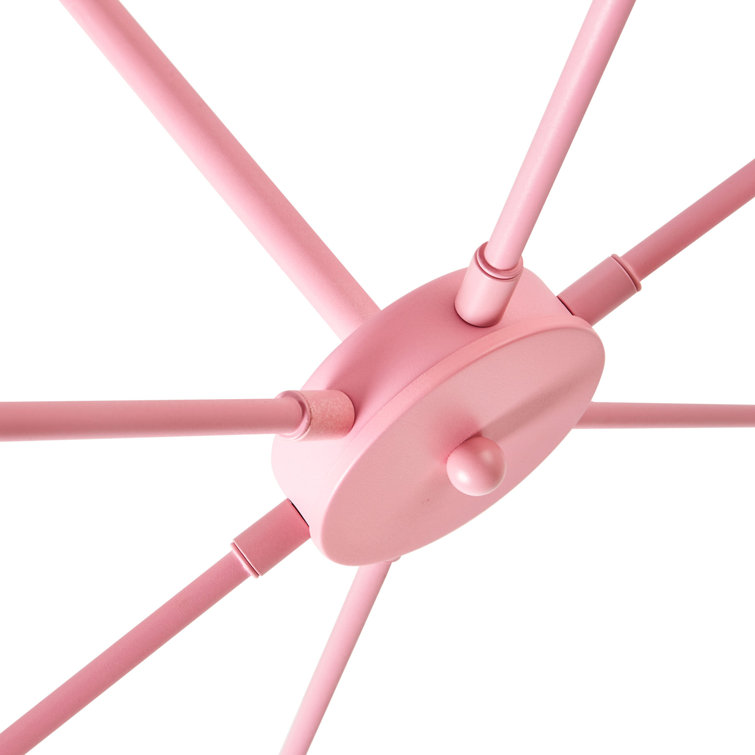 Pink Mid-Century Modern 6-Light Spoke Chandelier