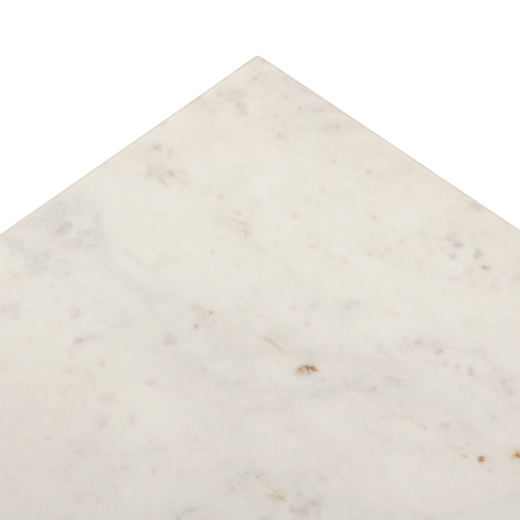 Brass and White Marble Rectangular Side Table