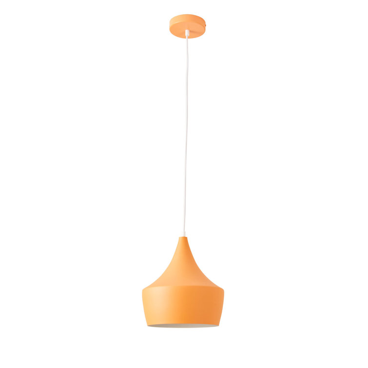 Vintage Orange Metal Dome Pendant Light