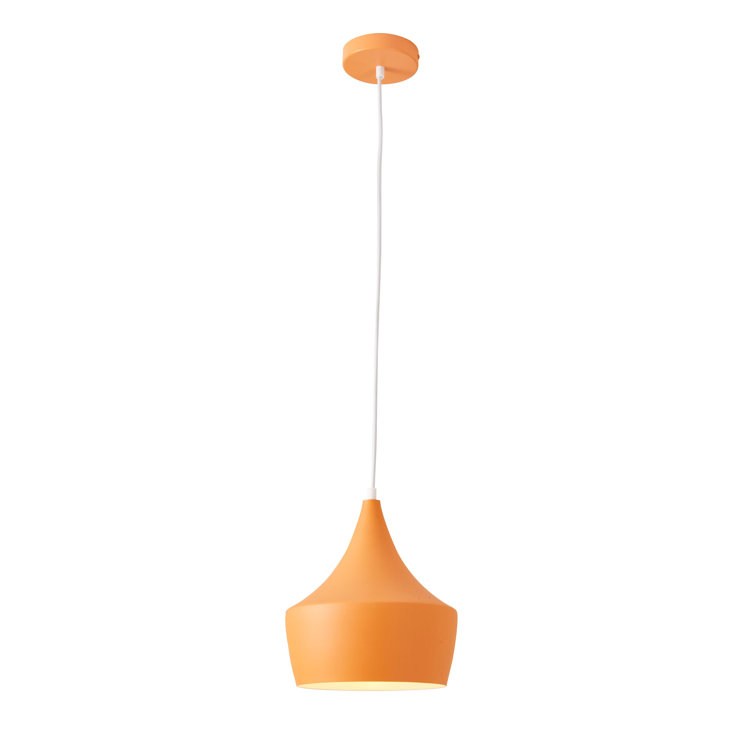 Vintage Orange Metal Dome Pendant Light