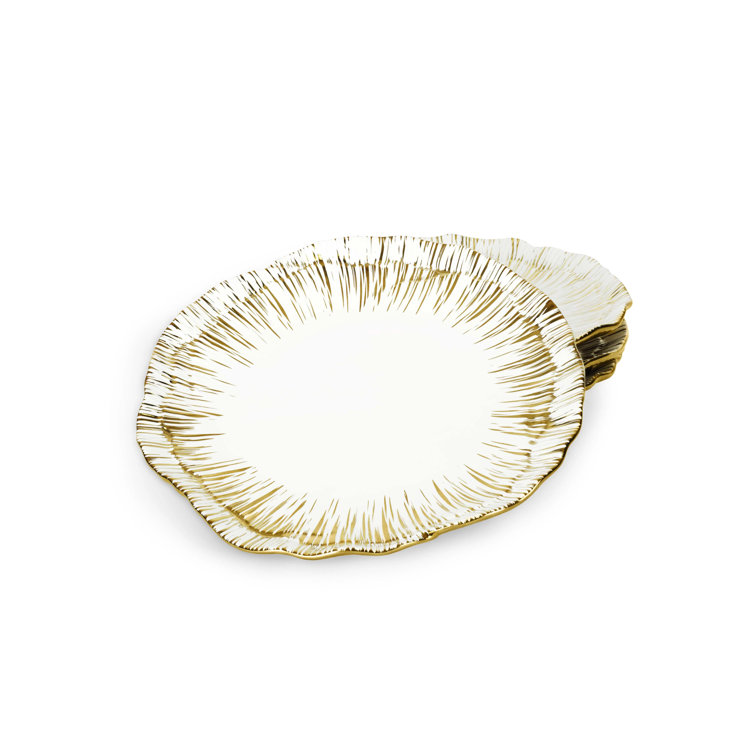 Gold and White Porcelain Anemone Tidbit Plate Set