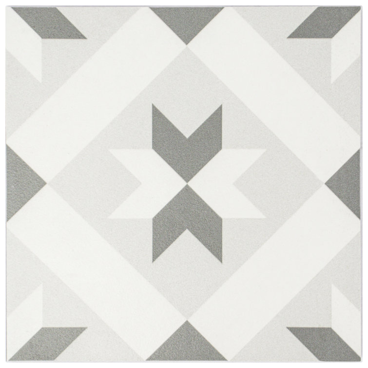Felix 7x7 Greyscale Matte Porcelain Patterned Tile
