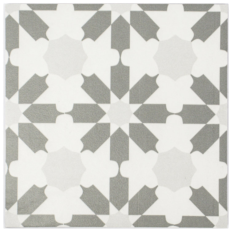 Felix 7x7 Greyscale Matte Porcelain Patterned Tile