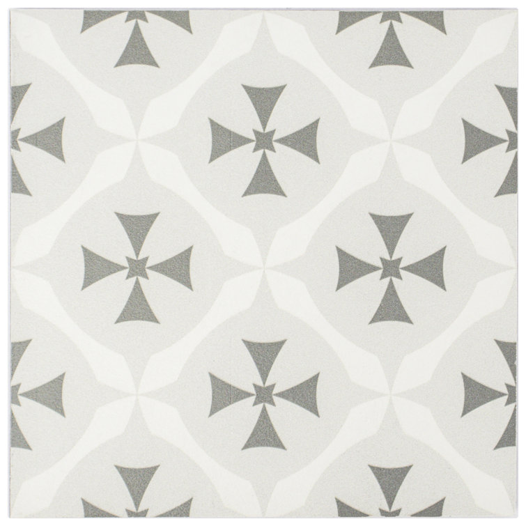 Felix 7x7 Greyscale Matte Porcelain Patterned Tile