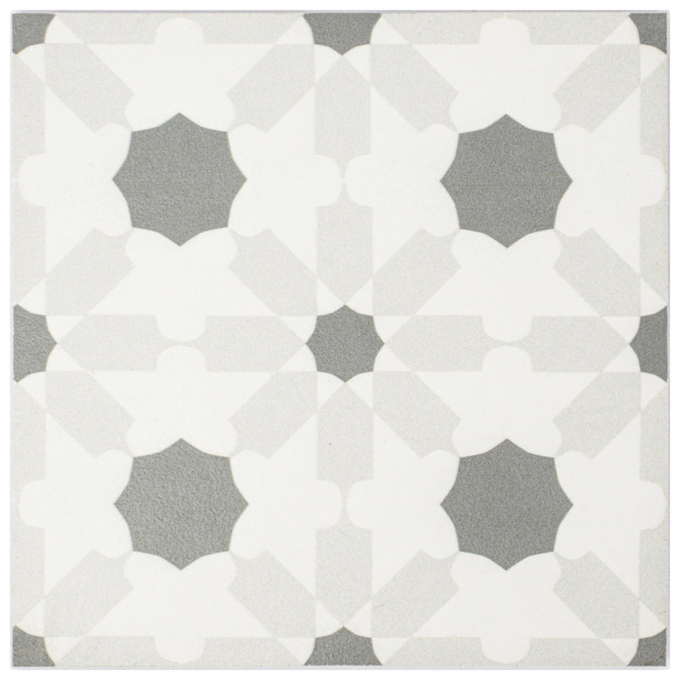 Felix 7x7 Greyscale Matte Porcelain Patterned Tile