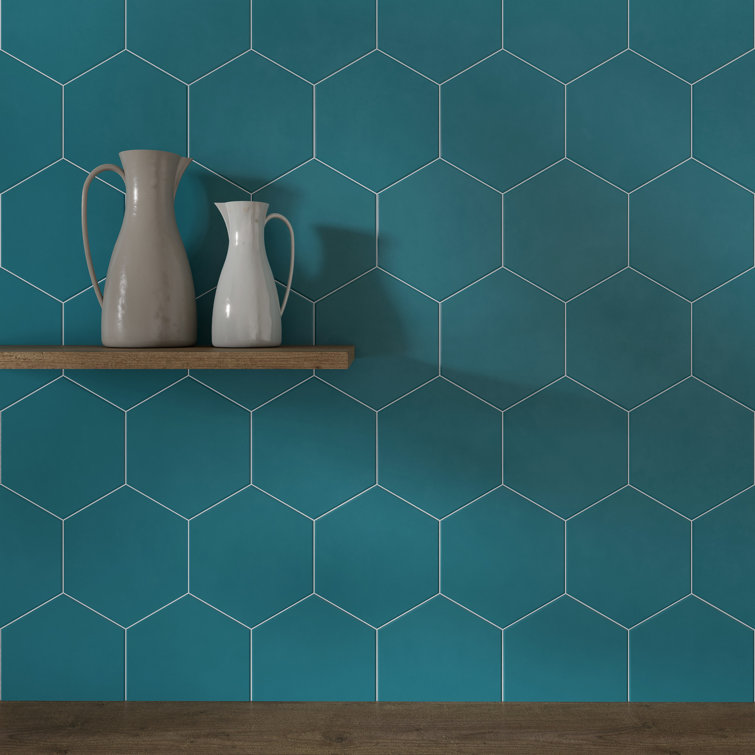 Blue Matte 9x10 Hexagon Porcelain Tile