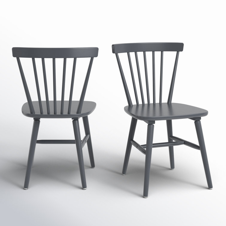 Transitional Gray 20" Solid Wood Spindle Side Chair Set