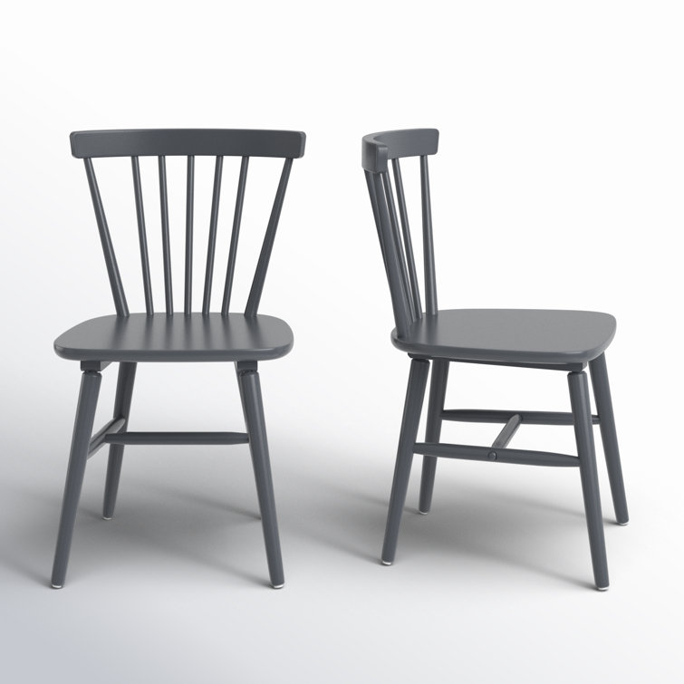 Transitional Gray 20" Solid Wood Spindle Side Chair Set