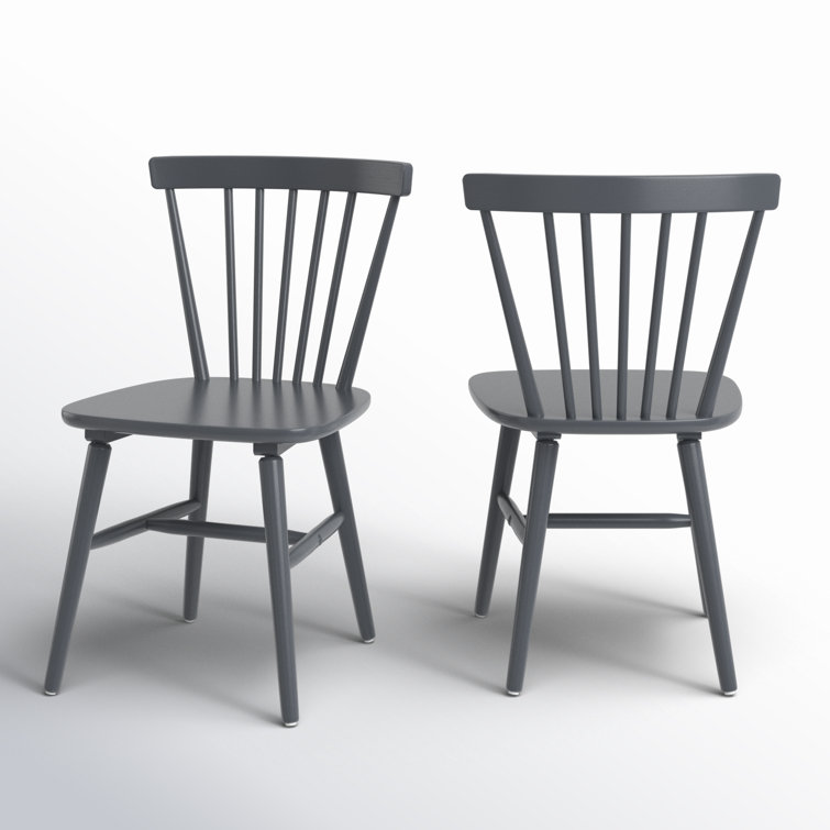 Transitional Gray 20" Solid Wood Spindle Side Chair Set
