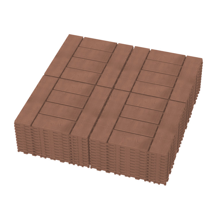 Brown 12'' x 12'' Polypropylene Interlocking Deck Tiles