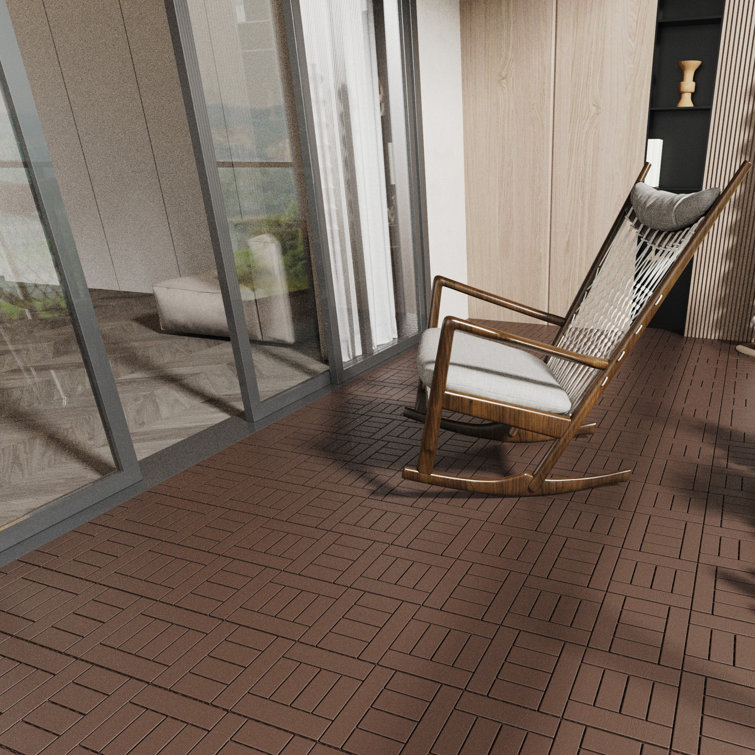 Brown 12'' x 12'' Polypropylene Interlocking Deck Tiles