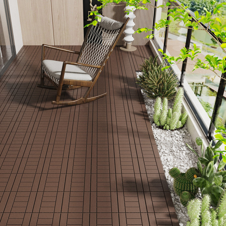 Brown 12'' x 12'' Polypropylene Interlocking Deck Tiles