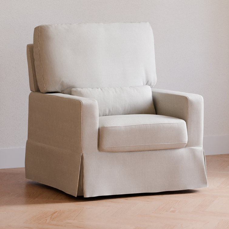 Fog Chatham Stripe Upholstered Swivel Glider with Pillowback