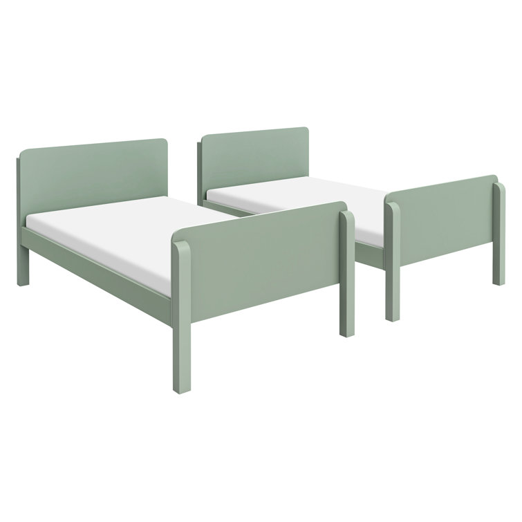 Light Sage Pine Twin Bunk Bed with Ladder