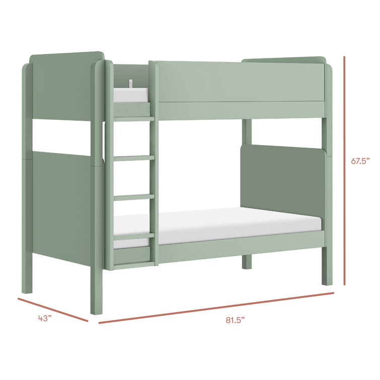 Light Sage Pine Twin Bunk Bed with Ladder