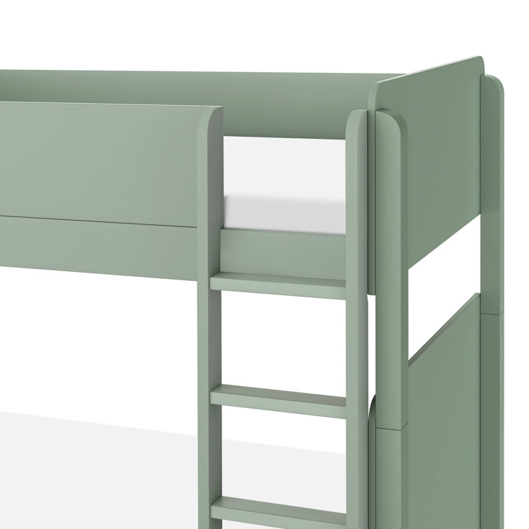 Light Sage Pine Twin Bunk Bed with Ladder