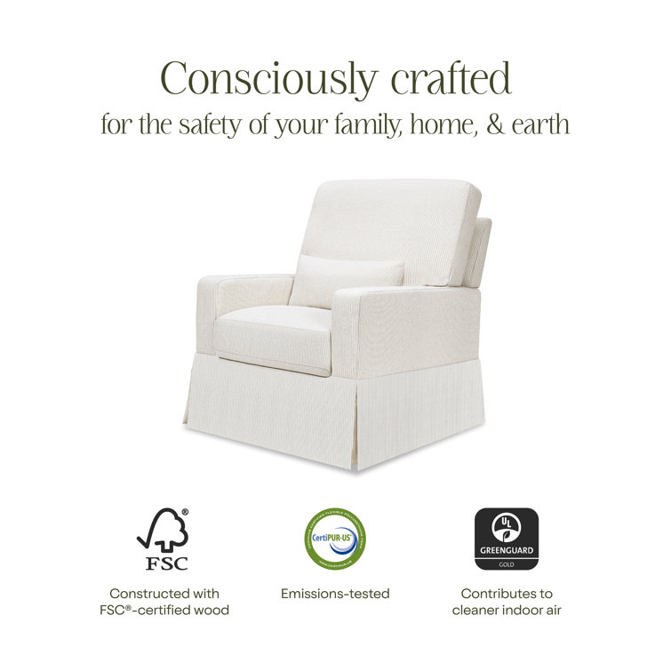 Fog Chatham Stripe Upholstered Swivel Glider with Pillowback
