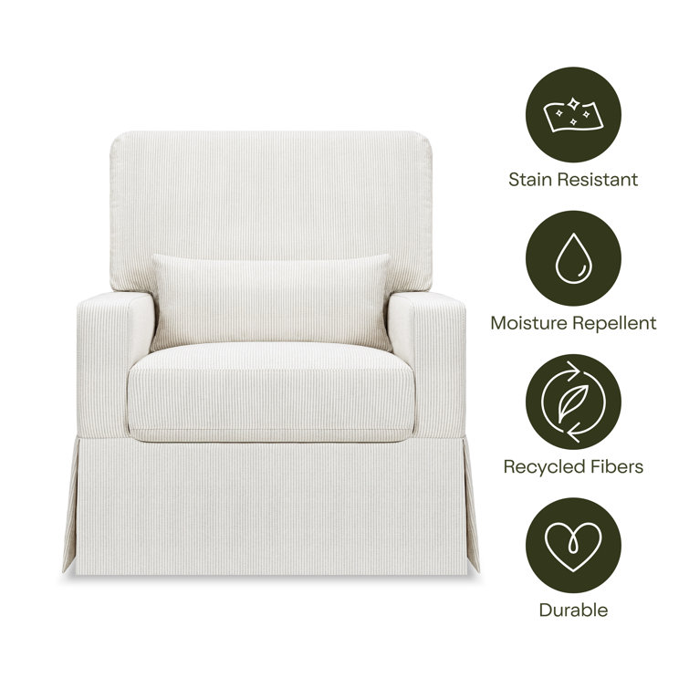 Fog Chatham Stripe Upholstered Swivel Glider with Pillowback
