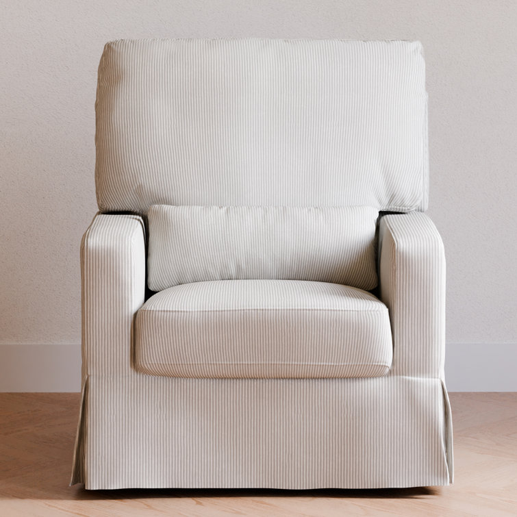 Fog Chatham Stripe Upholstered Swivel Glider with Pillowback