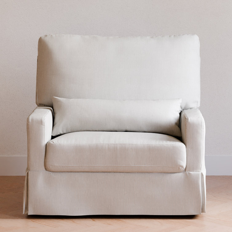 Fog Chatham Stripe Eco-Weave Pillowback Swivel Glider Chair