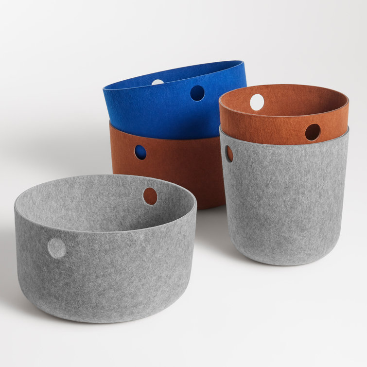 Light Gray Recycled PET Felt Large Storage Basket