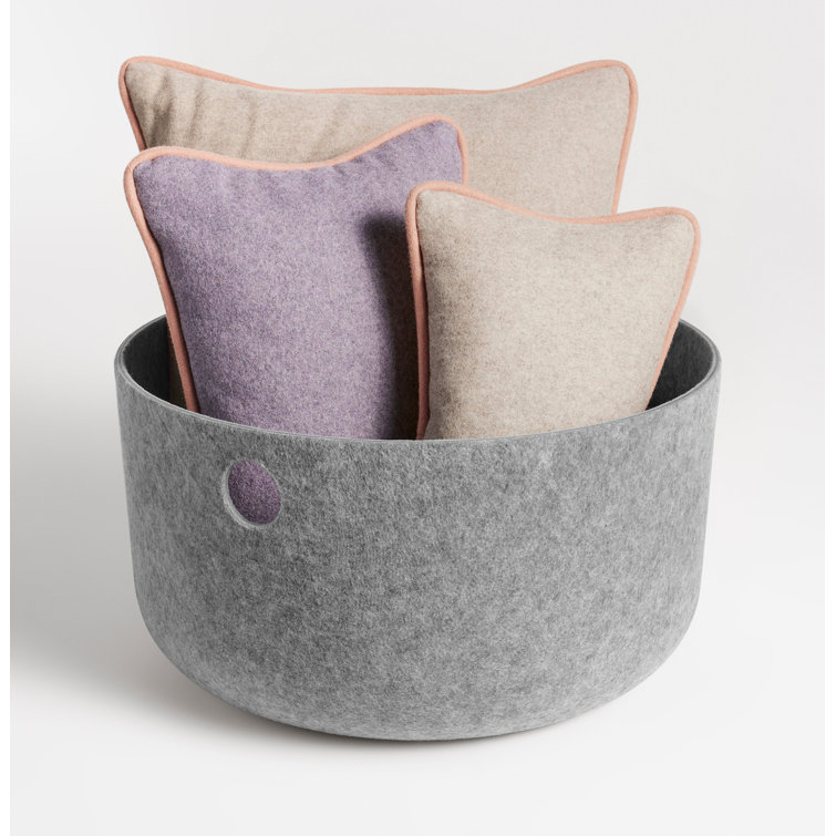 Light Gray Recycled PET Felt Large Storage Basket