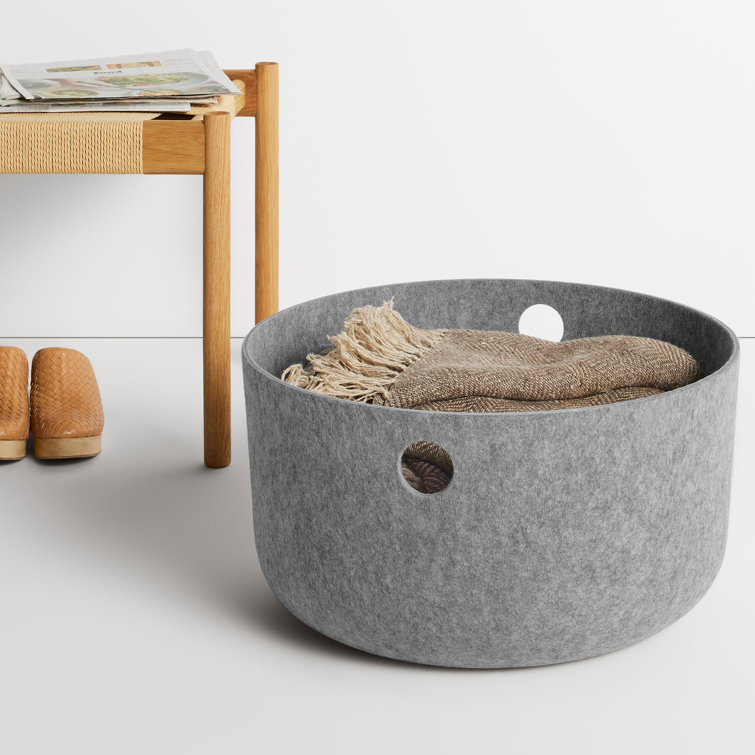 Light Gray Recycled PET Felt Large Storage Basket