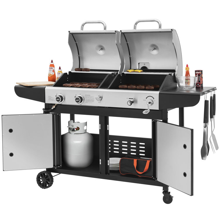 Royal Gourmet Dual Fuel Stainless Steel Gas and Charcoal Grill Combo