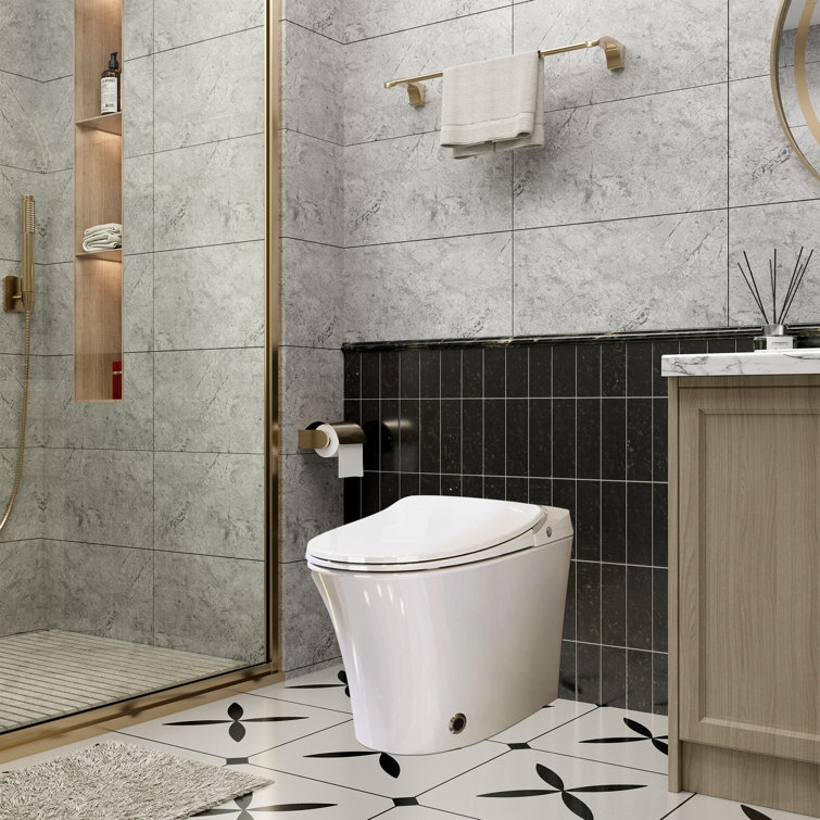 White Elongated High Efficiency Macerating Smart Toilet