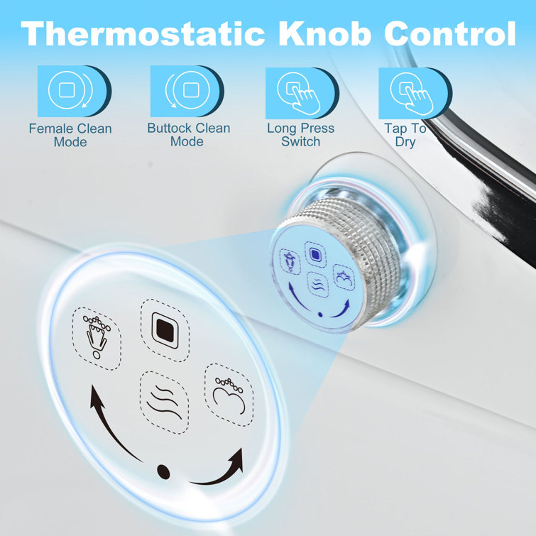 White Elongated High Efficiency Macerating Smart Toilet