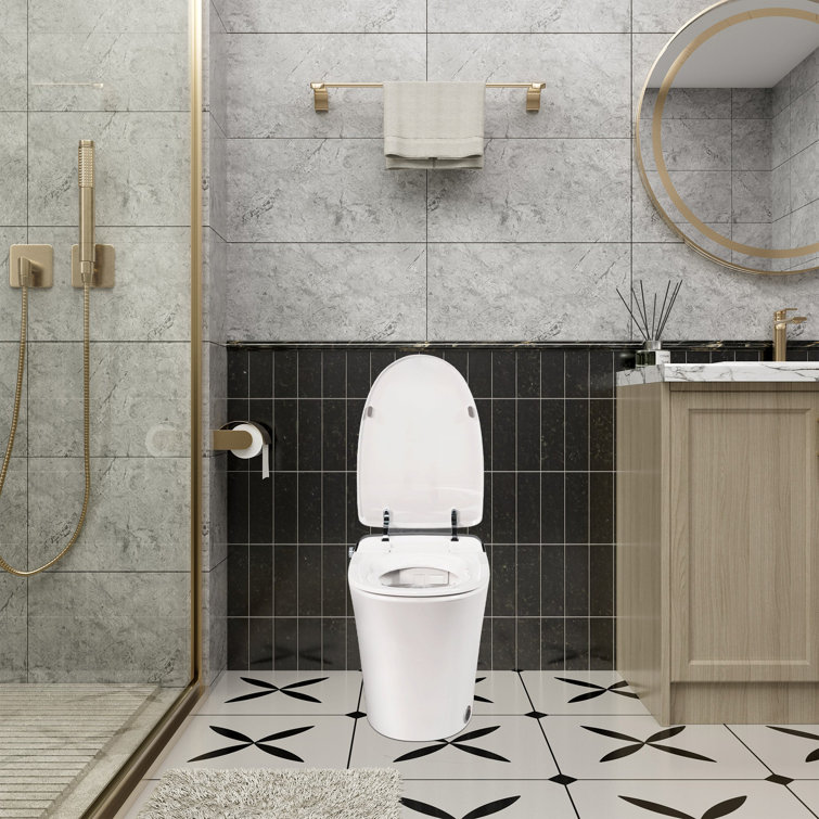 White Elongated High Efficiency Macerating Smart Toilet