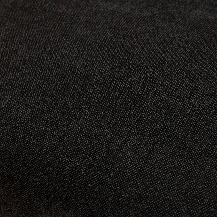 Black Boucle Fabric Armchair Set with Wood Legs