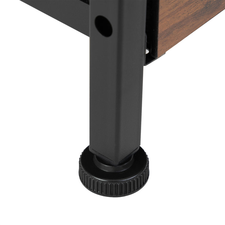 Rustic Brown Metal and Wood Nightstands with Charging Station, Set of 2