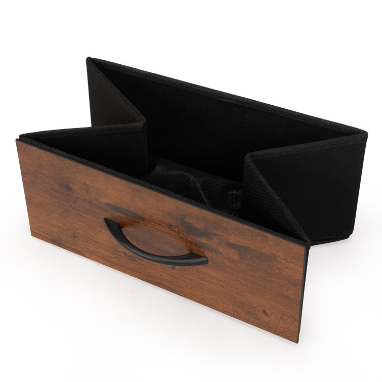Rustic Brown Metal and Wood Nightstands with Charging Station, Set of 2