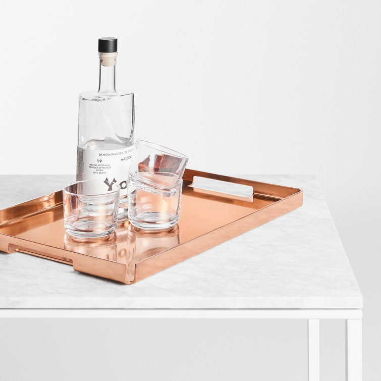 Copper and Steel Rectangular Serving Tray