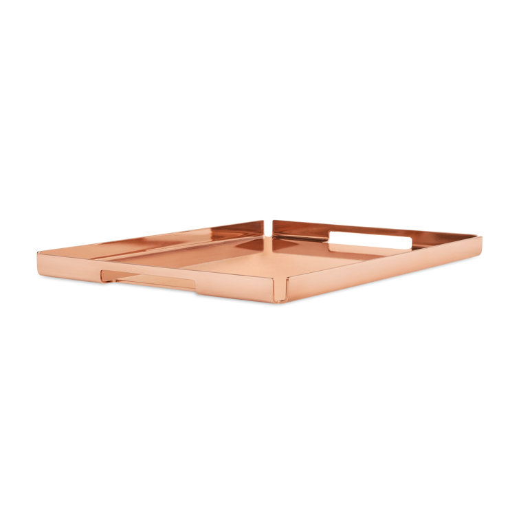 Copper and Steel Rectangular Serving Tray