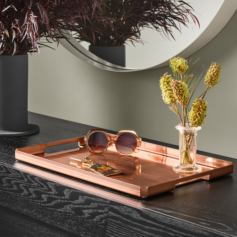 Copper and Steel Rectangular Serving Tray