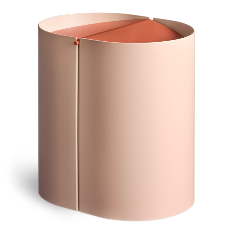 Blush Pink Powder-Coated Metal Office Wastebasket