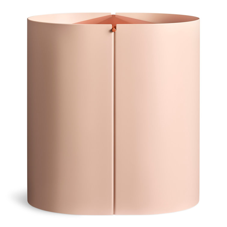 Blush Pink Powder-Coated Metal Office Wastebasket