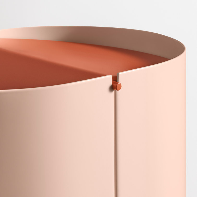Blush Pink Powder-Coated Metal Office Wastebasket